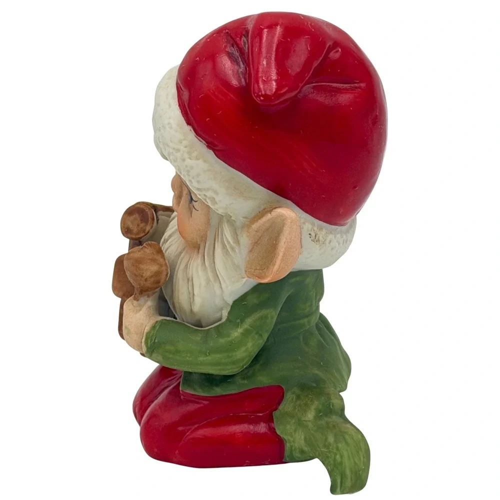 Vtg Homco Christmas Elf‎ Pixie Figurine 5406 Ceramic Toymaker with Train 4 Inch